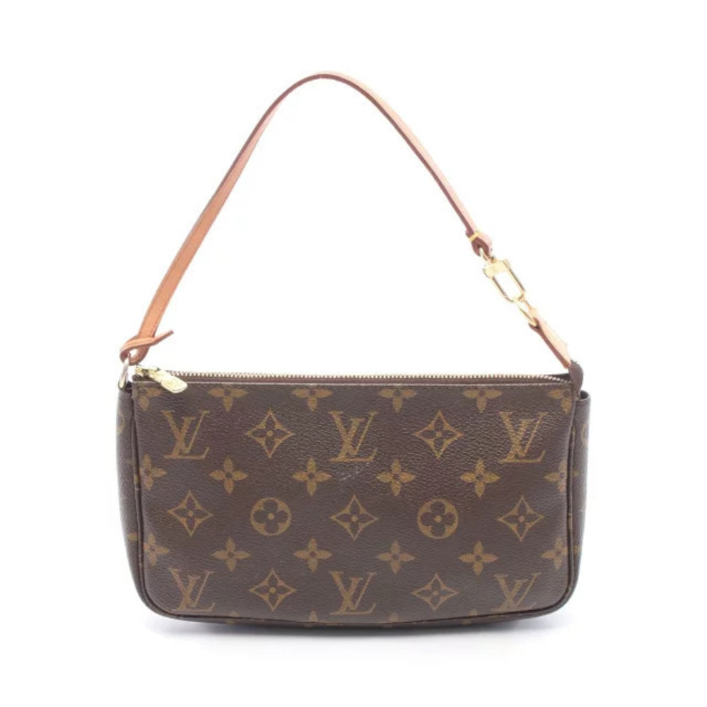 Louis Vuitton Pochette Accessoires Handbag Canvas Leather Monogram Brown